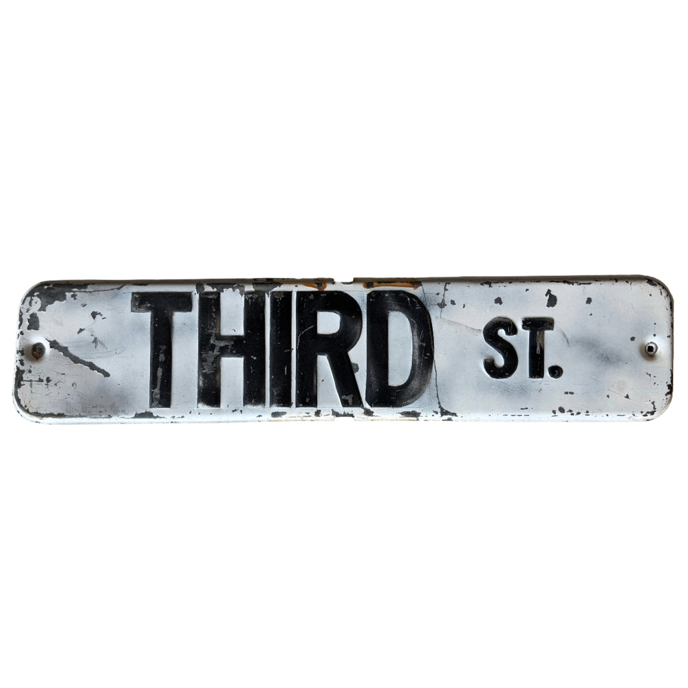 Authentic Retired "Third St." Metal Street Sign - Industrial Urban Decor
